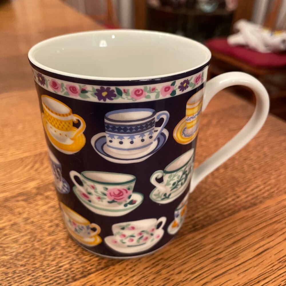 Whittard of Chelsea Cup and Saucer Themed Fine Porcelain Coffee Cup Mug